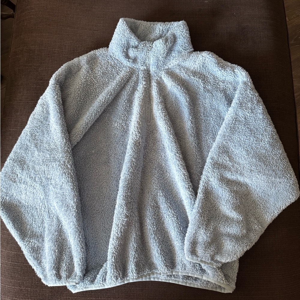 TNA Cozy Plush Half-Zip Pullover Sweater - Light Blue